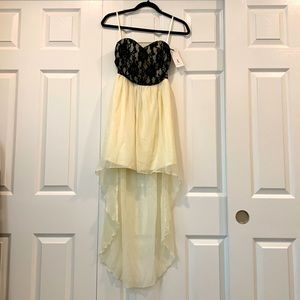 NWT Rare London Strapless Black Lace Bodice High Low Dress Size XS / US 2 / UK 6